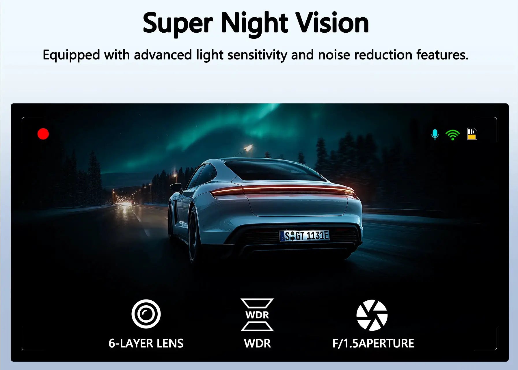 Dash cam for cars by Simples Market; 4K UHD front/rear recording with HDR, night vision, Wi‑Fi, 24h parking mode