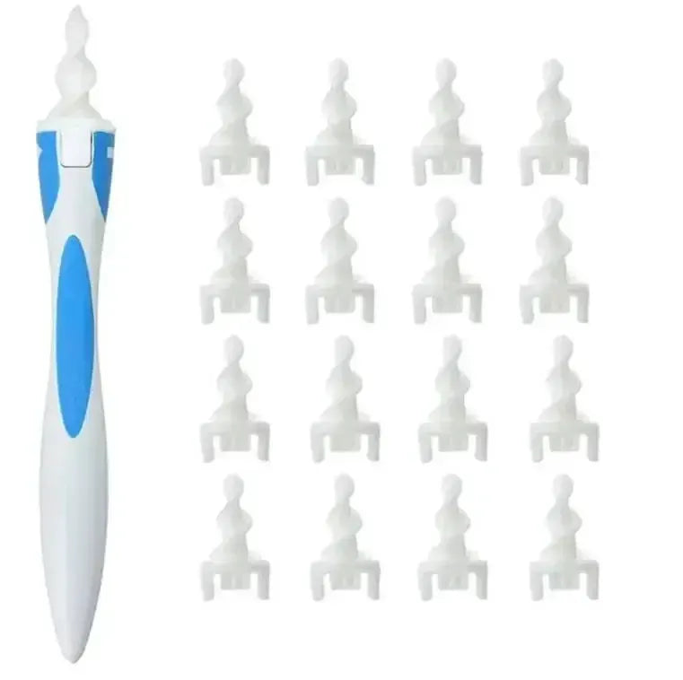 PureCare Ear Wax Remover Tool With Soft Silicone Spiral Tips And 16 Replacement Tips Included For Hygienic Ear Care