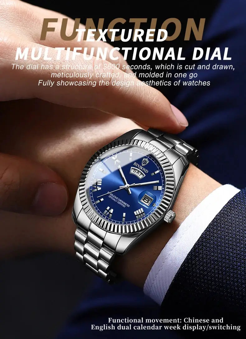 Binbond Mens Business Sports Quartz Watch Waterproof Luminous Calendar Wristwatch Premium Quality