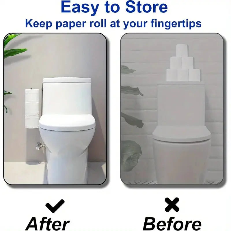 Self Adhesive Black Iron Toilet Paper Holder With Towel Bar No Drill Wall Mount Bathroom Storage