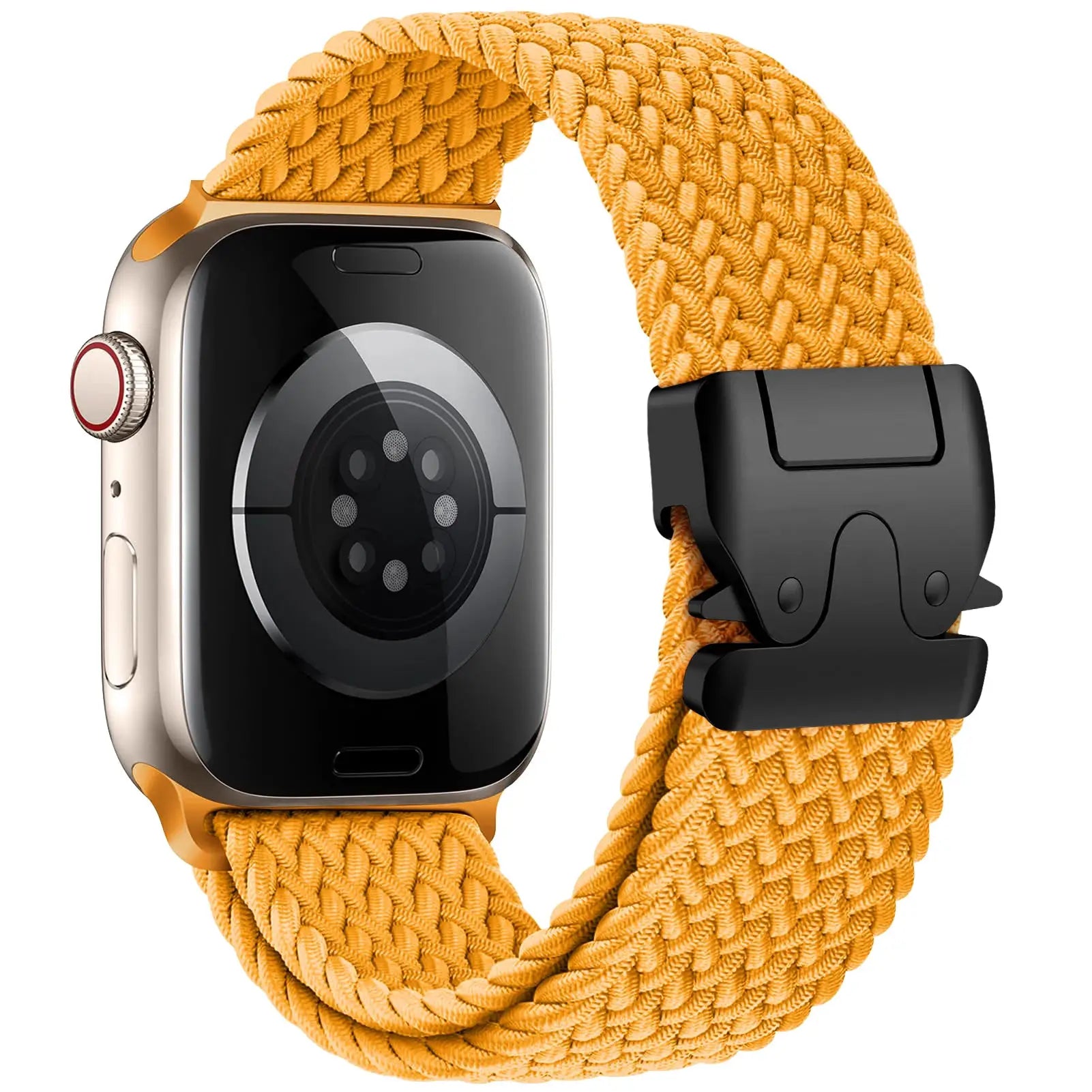 Parachute braided orange Apple Watch strap by Simples Market for 41–49mm models with black clasp
