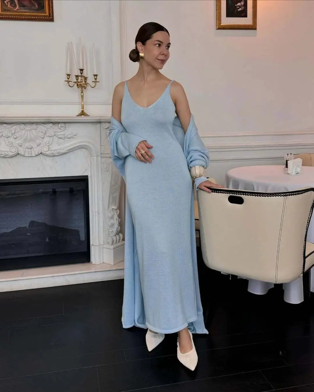 Hirsionsan Soft Loose Women Two Piece Knit Cardigan And Vest Set