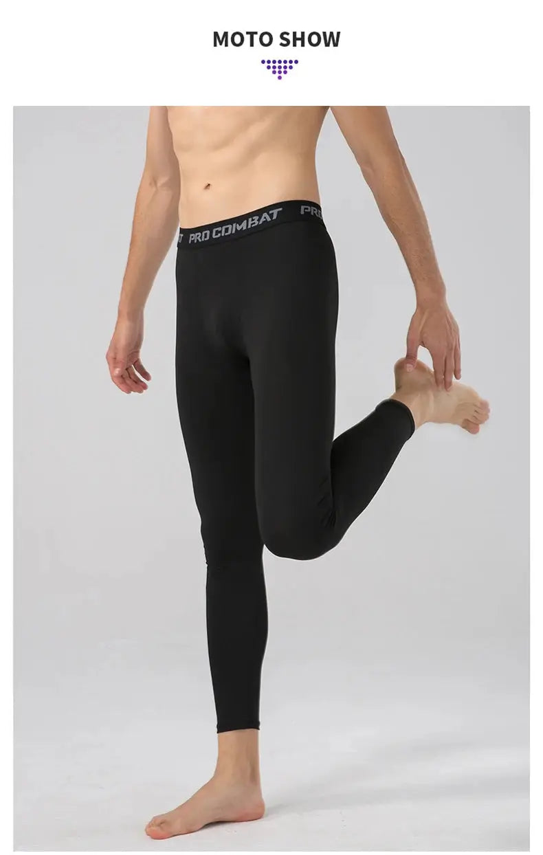 SONECHOKI men's black compression pants, polyester dry-fit running tights by Simples Market