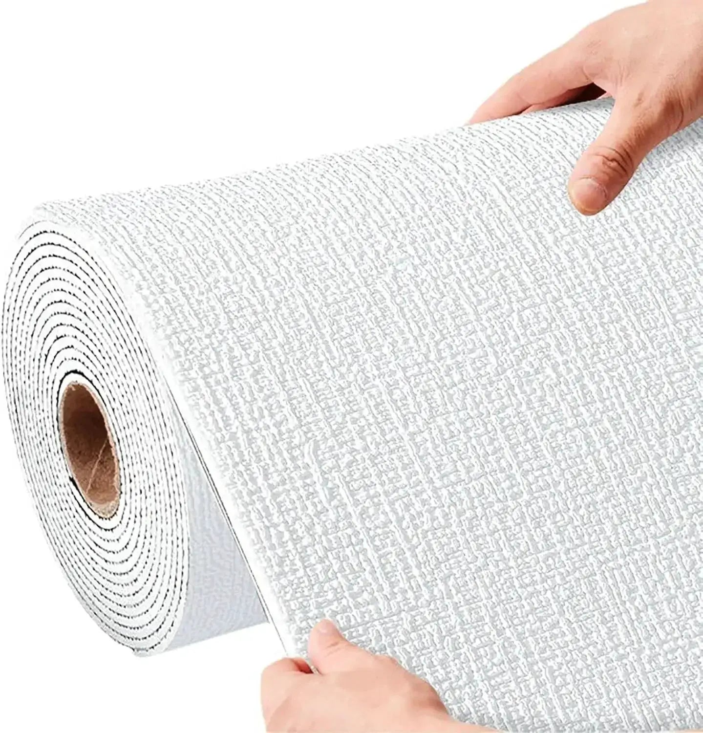 Self-adhesive linen foam wallpaper roll with textured finish, moisture-proof PVC, Simples Market