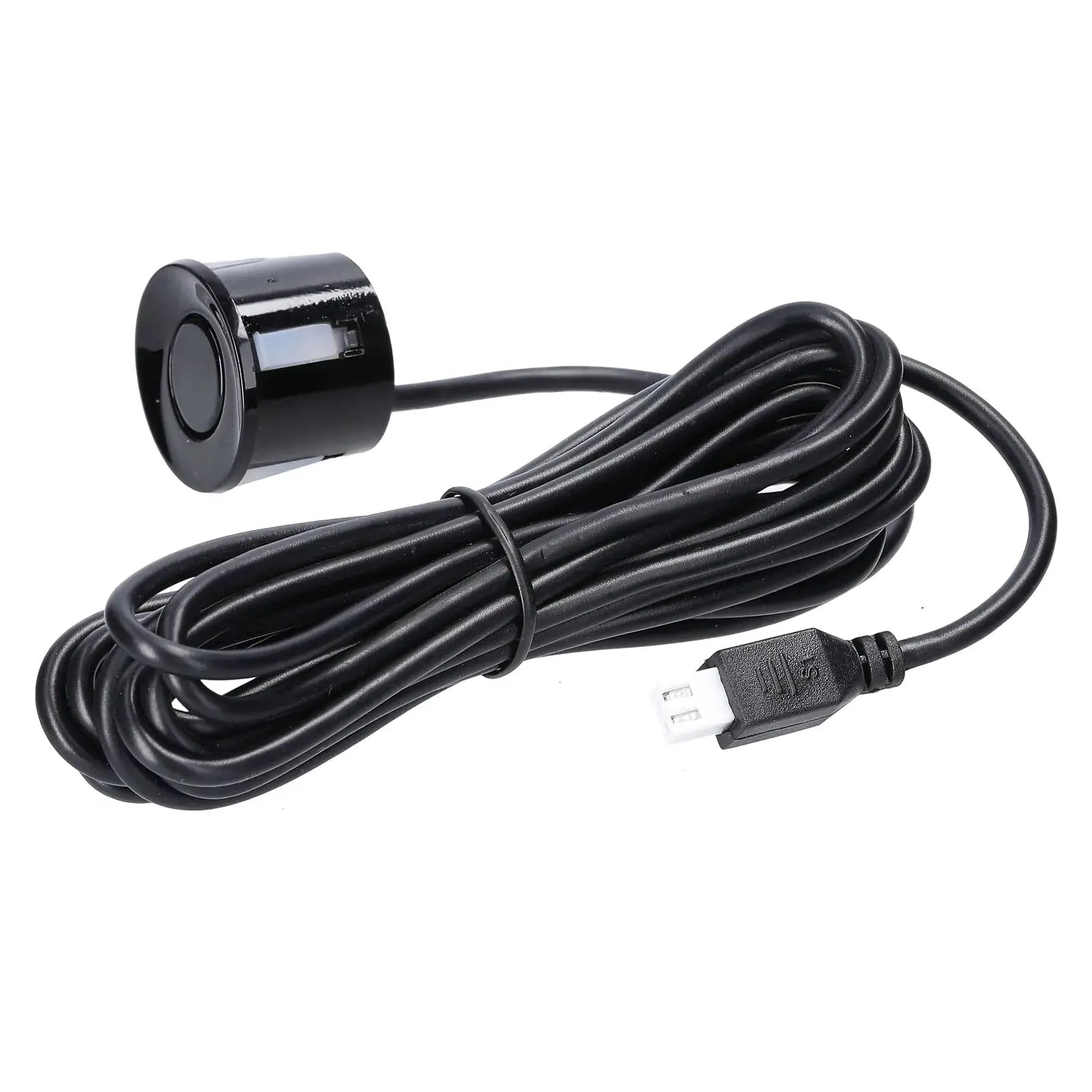 Car parking sensor round black with long cable and white two-pin plug