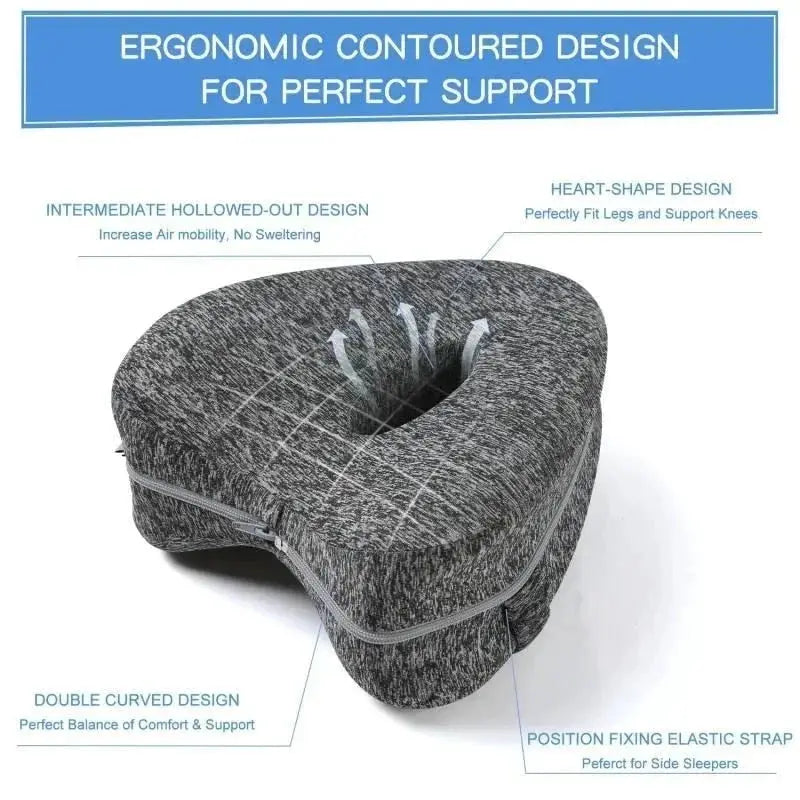 Memory Cotton Leg Pillow for Pregnancy and Side Sleepers Hollow Heart Shape Orthopedic Sciatica Relief Bed Sofa