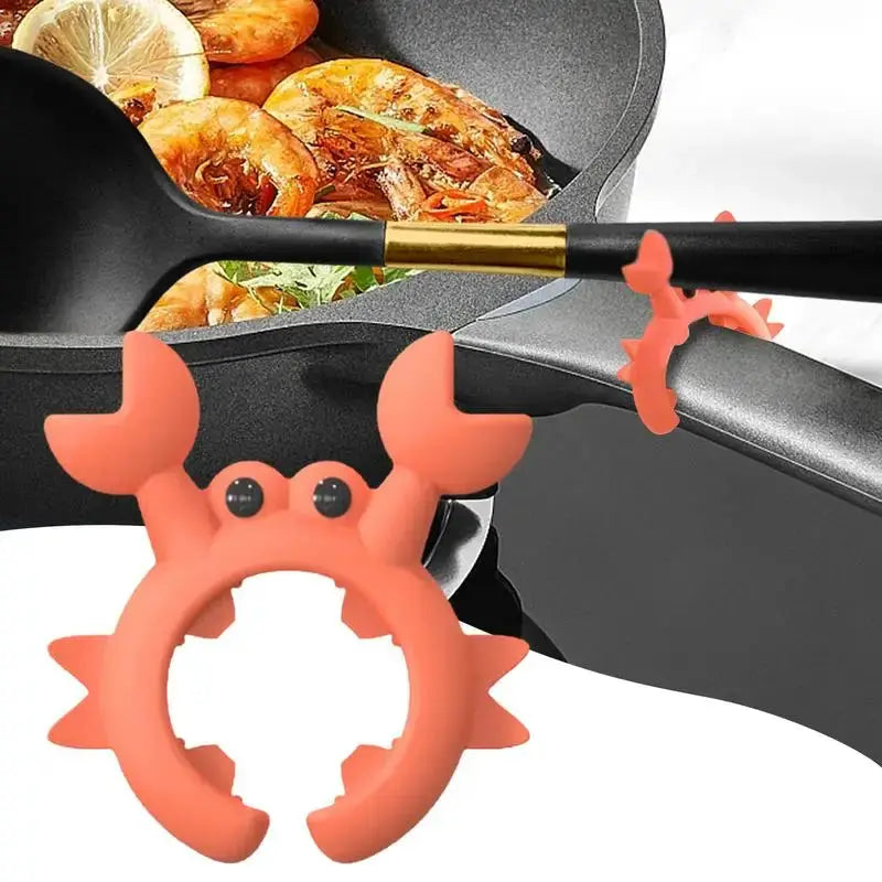 Crab Shaped Silicone Utensil Rest Clip on Countertop Ladle Holder