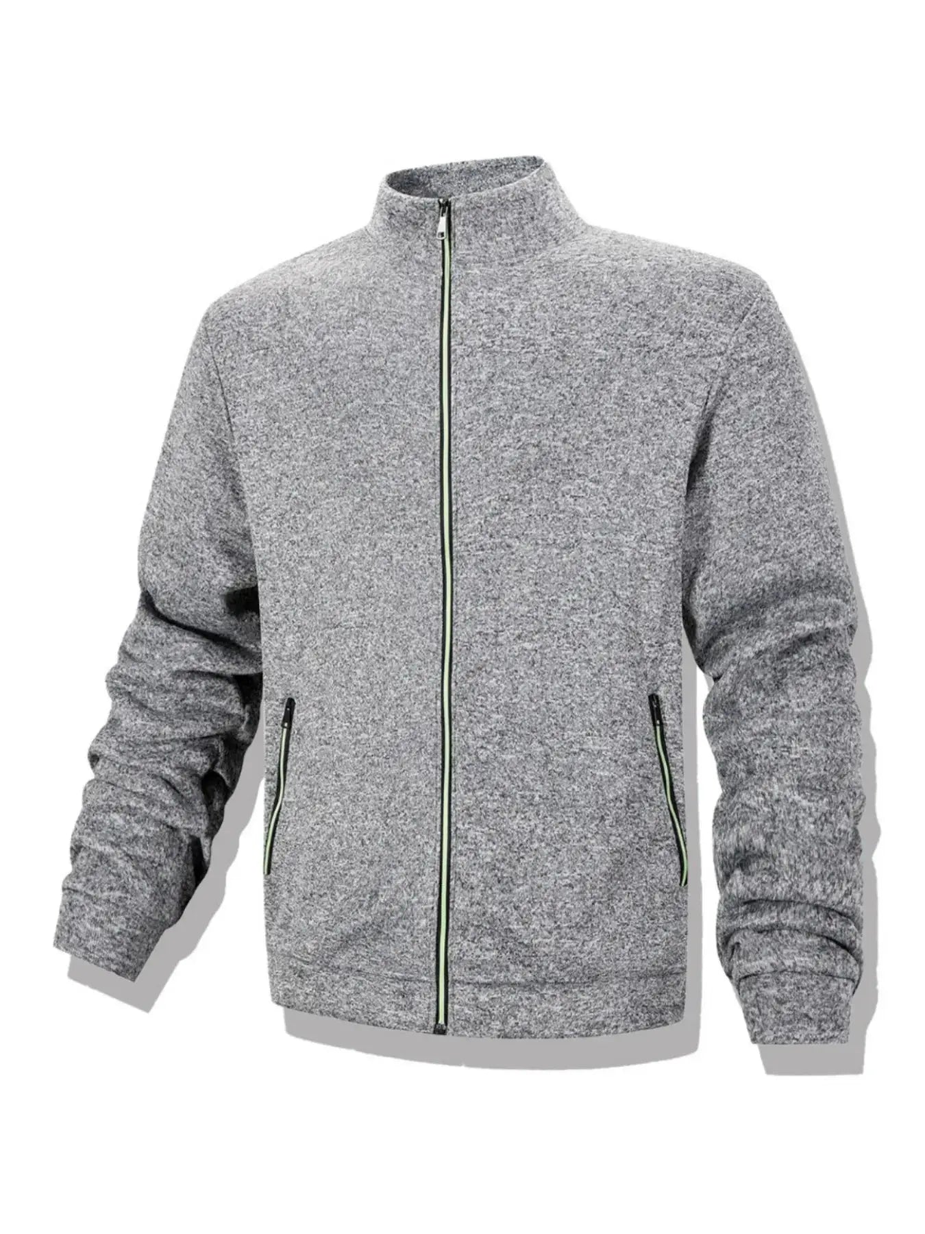 Men's Simples Market full-zip grey fleece jacket with stand collar and zip pockets