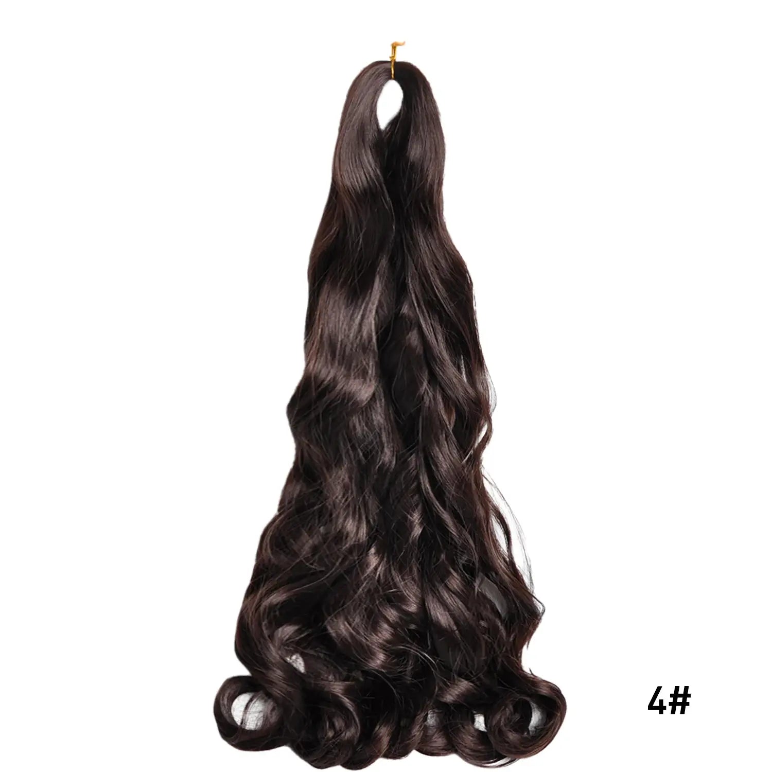 French Curls braiding hair extensions, 24in synthetic spiral curls in dark brown shade 4#, Simples Market
