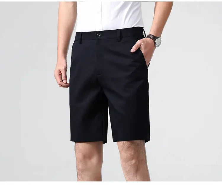 New Classic Fit Men's Stretch Bermuda Shorts, black lightweight quick-dry by Simples Market