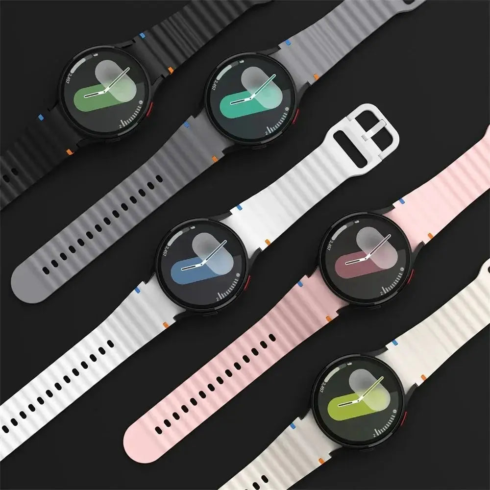 Simples Market Original silicone sport watch bands for Samsung Galaxy Watch 7/FE/5 Pro/6/4 Classic, 6-color set