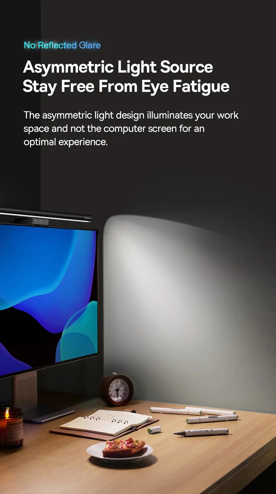 Baseus Screen Light desk lamp, black USB-powered monitor and laptop light