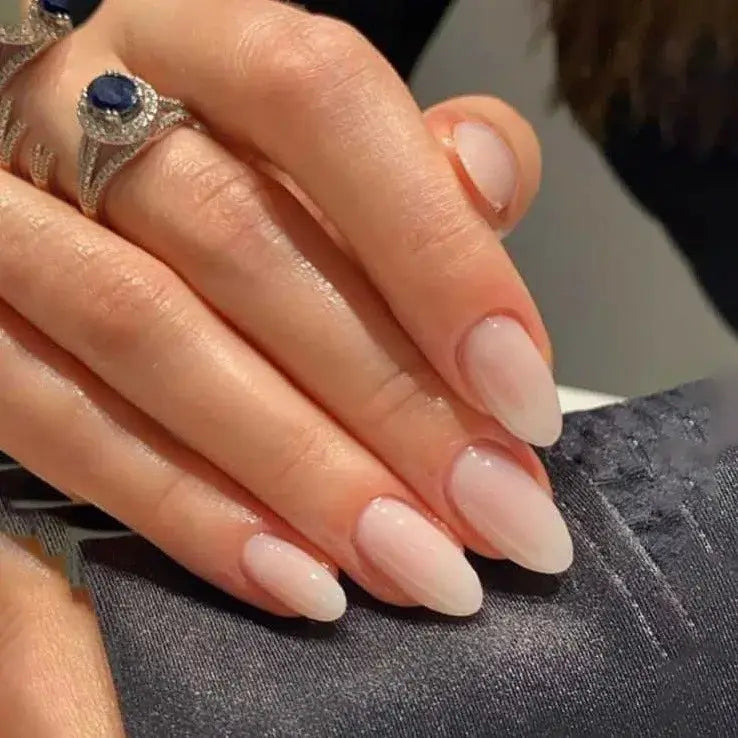 AuraNails 24Pcs Short Oval Blush Pink Press On Nails Full Coverage Acrylic Tips With Glue Included