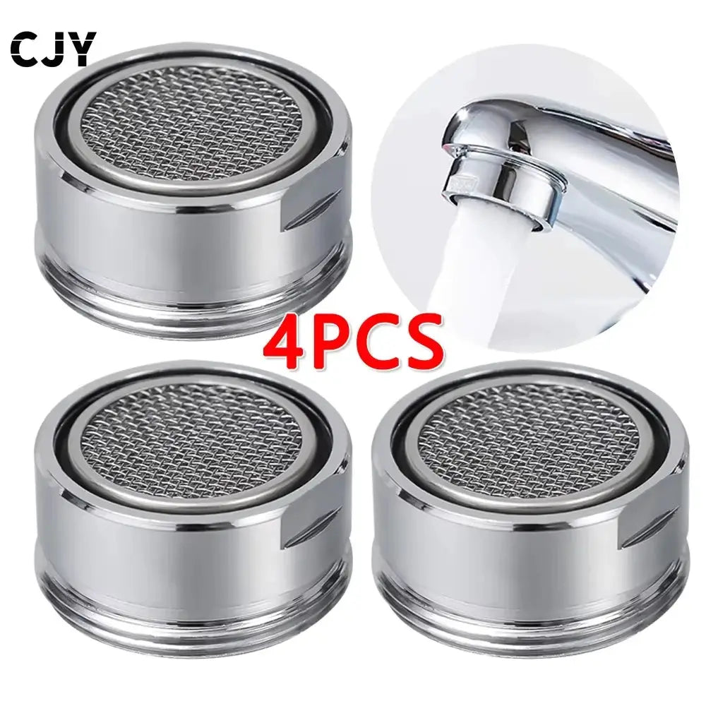 CJY chrome faucet aerator filters, 4pcs, water-saving replaceable bubblers for kitchen and bathroom taps