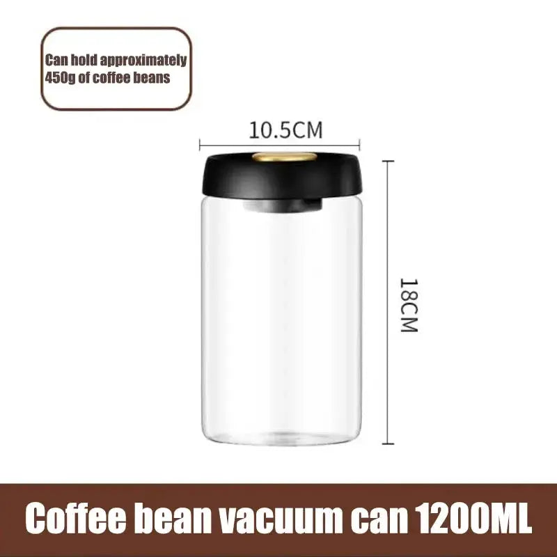 Vacuum Sealed Glass Storage Jar for Coffee Beans Tea Spices Rice and Nuts Moisture Proof Kitchen Storage