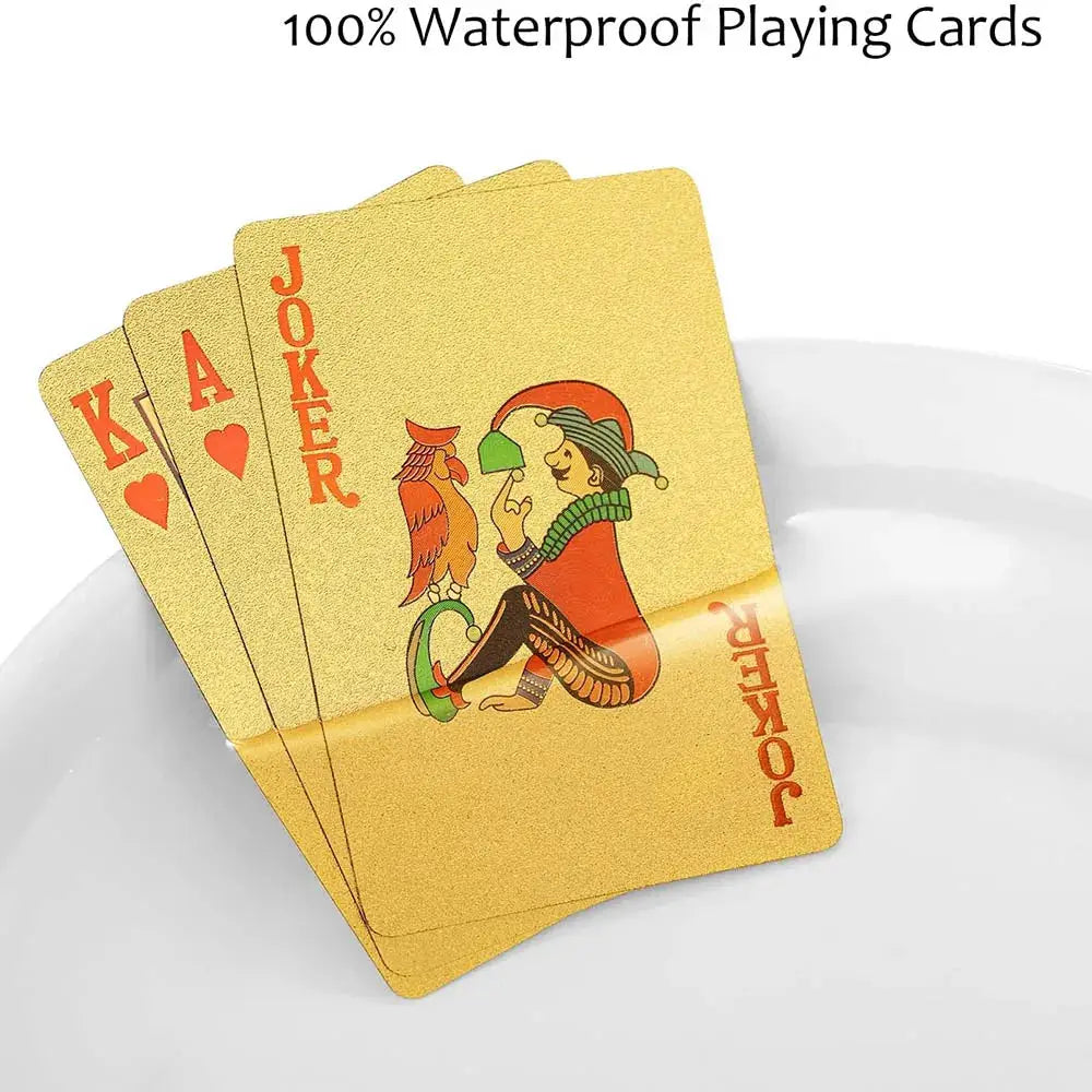 Premium Waterproof Gold Plastic Playing Cards for Outdoor Parties and Family Game Nights