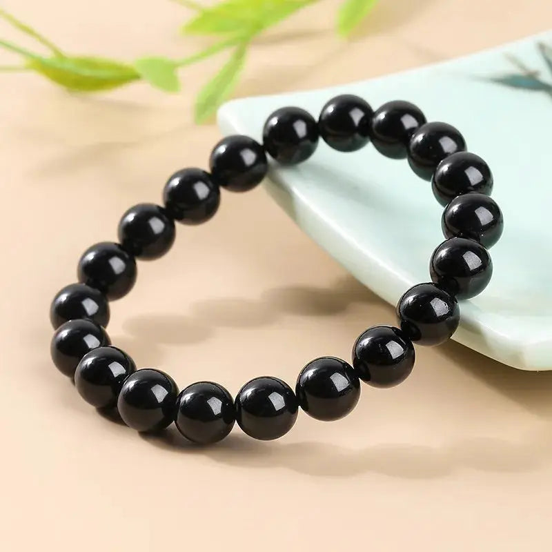 JD Natural Stone 7A Black Tourmaline Bead Bracelets For Women Healing Crystals Chakra Yoga Meditation Jewelry
