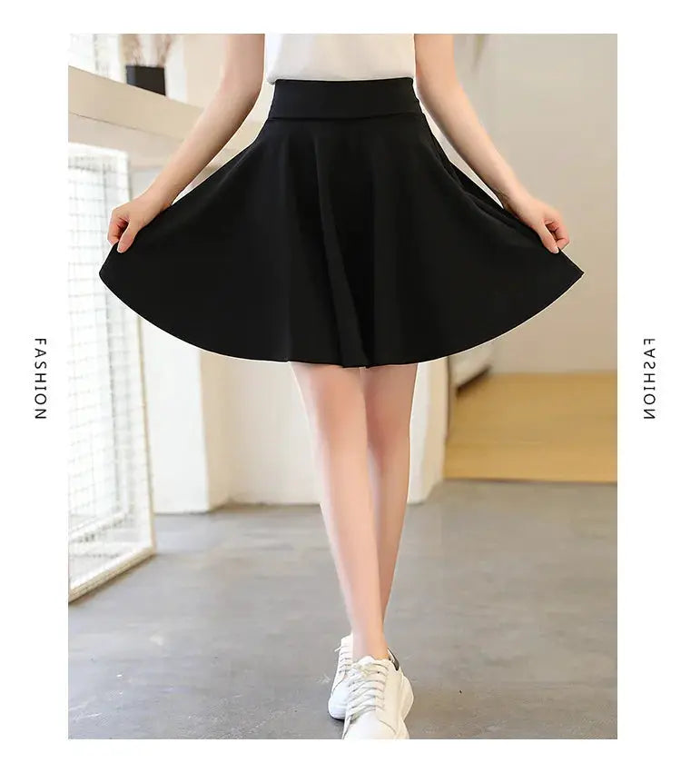 Skirt: black flared mini skater, versatile casual wear