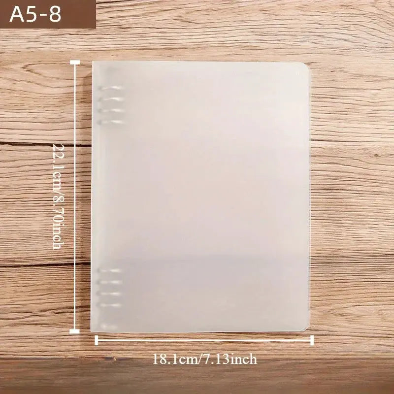Simples Market A5-8 ring-bound binder in translucent PP plastic, 175-page capacity