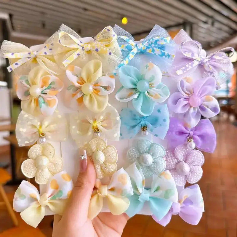 Floral Bow Baby Hairclip Set - Simples Market