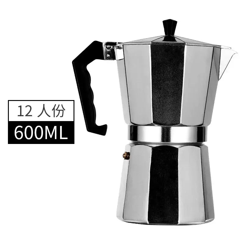 ItaliaBrew Moka Pot Portable Octagonal Stainless Steel Espresso Maker For Rich Italian Coffee