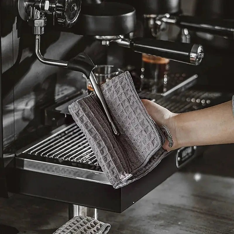 Simples Market barista towel, gray waffle-weave no-lint cleaning cloth for coffee machines