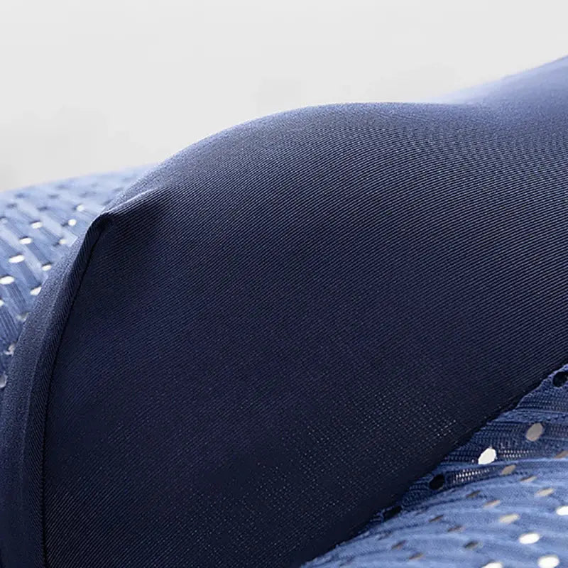 Men's ice silk mesh boxer underwear by Simples Market in navy blue fabric close-up