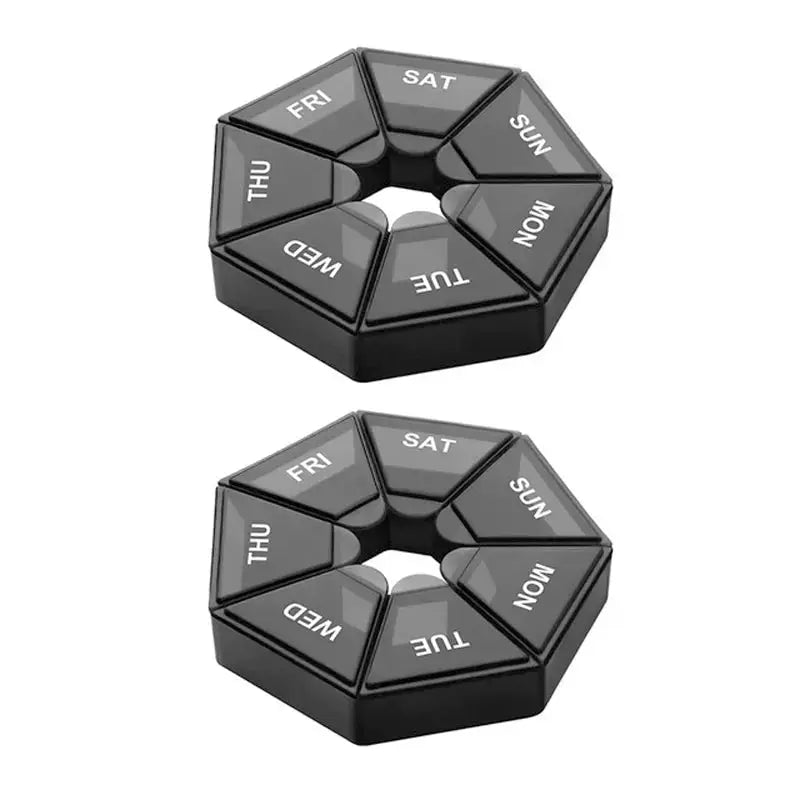2 Or 4 Pack Seven Day Pill Organizer Travel Portable Medicine Dispenser With Seven Compartments