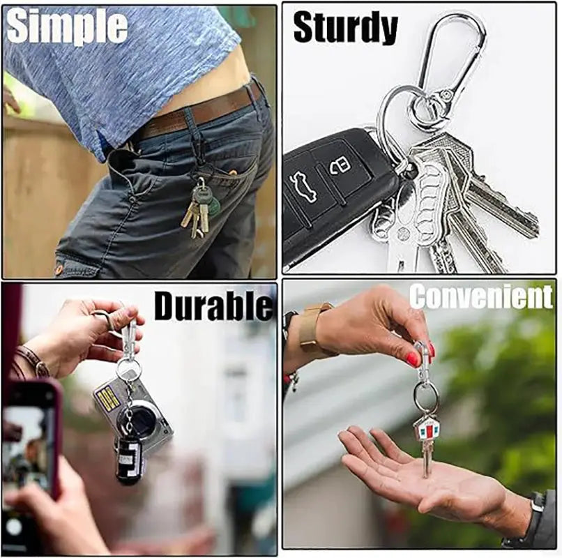 Six Piece Metal Carabiner Clip Keychain Set For Car Keys And Home Keys Organizer
