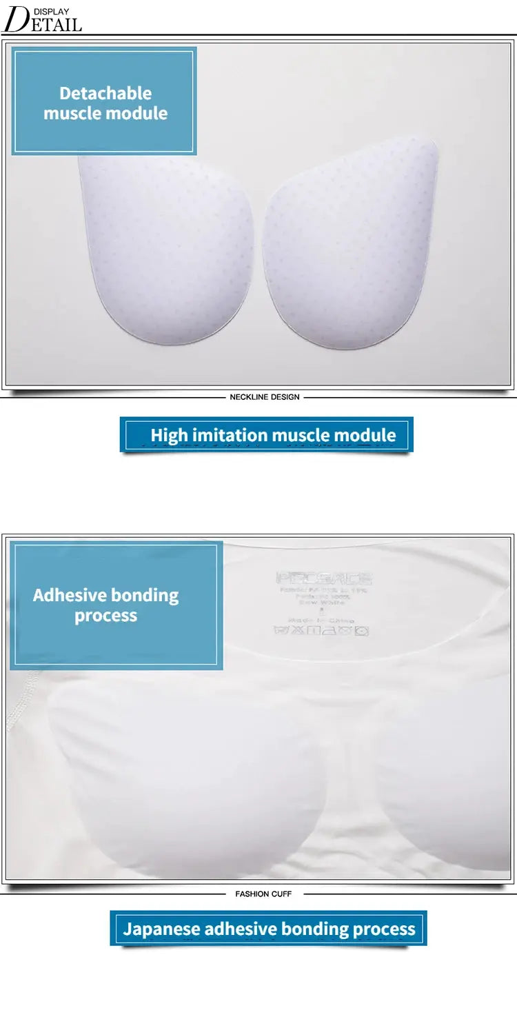 Simples Market 2x 3D muscle pads for cosplay, white detachable chest and arm muscle modules with adhesive bonding