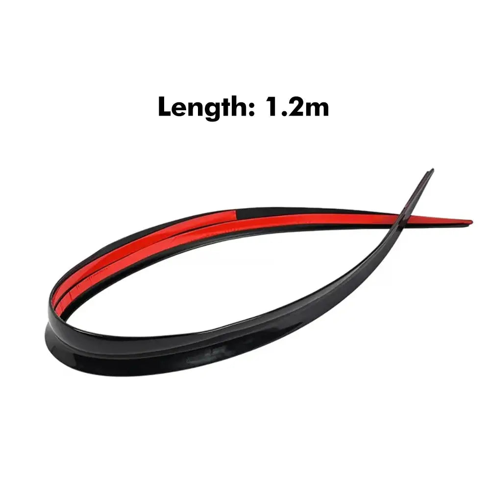 Universal car ABS spoiler trim, 1.2m, black with red inner stripe, carbon fiber look