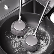 Simples Market stainless steel pot brush set with long-handled steel wool ball brushes for pot cleaning (2-pack)