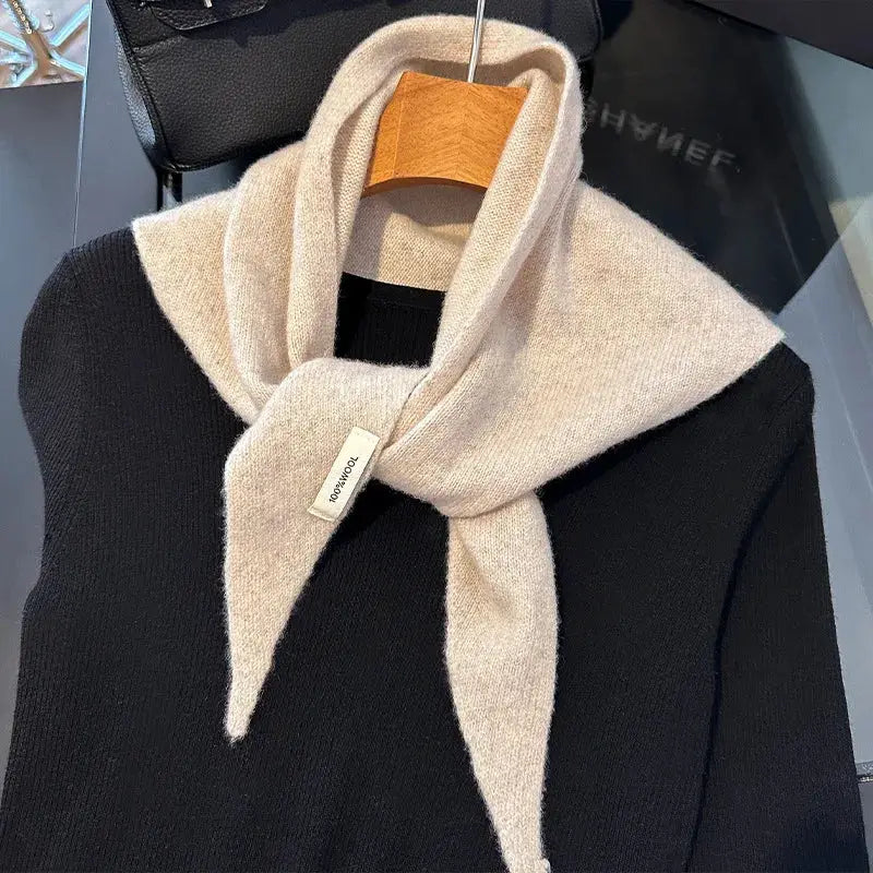 British Korean Triangle Scarf 100 Percent Wool Multifunctional Warm Knitted Headscarf For Women