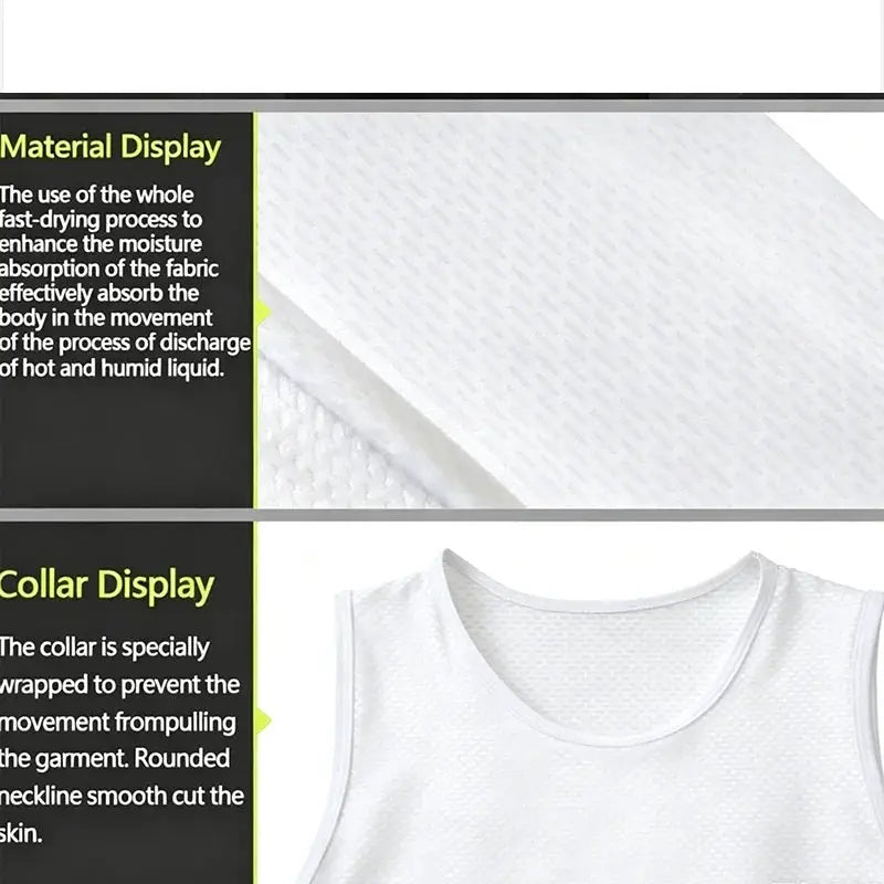 Men's white sleeveless cycling vest with breathable mesh fabric