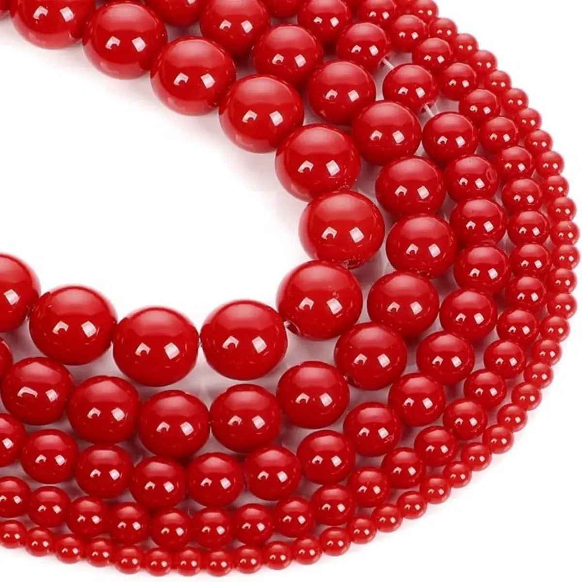 6mm 8mm 10mm Red Coral Crystal Beads Round For Jewelry Making DIY Bracelet Necklace Charms Beaded