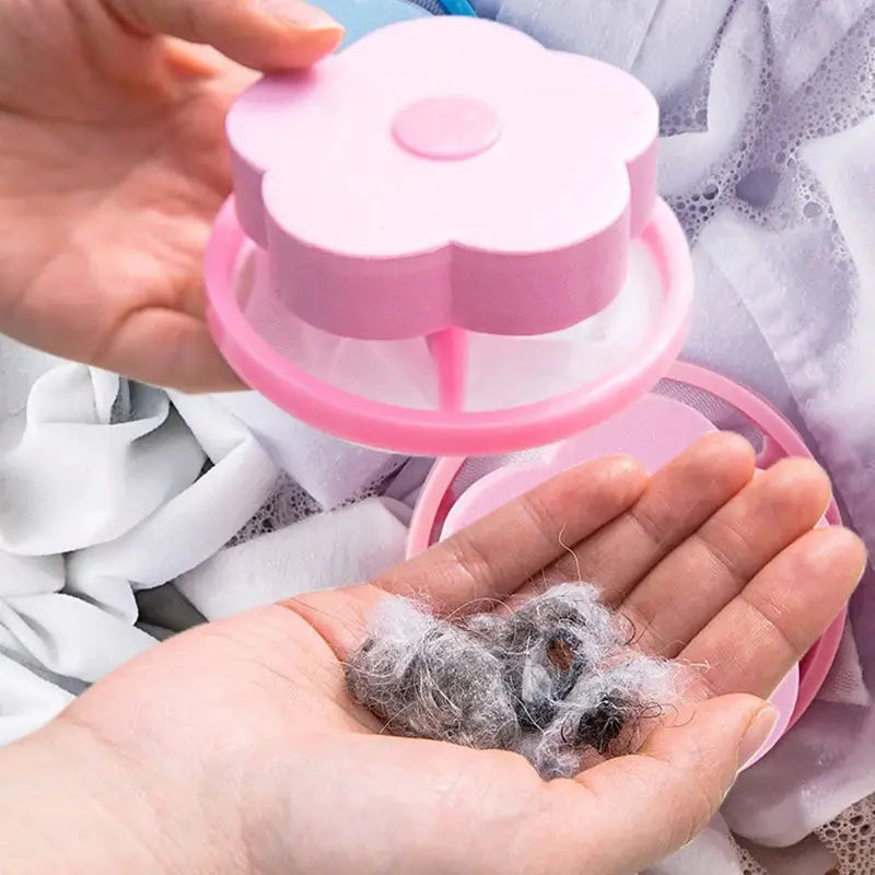 Plum Blossom Washing Machine Filter Hair Catcher Ball Mesh Reusable Pet Fur Lint Cleaner For Laundry