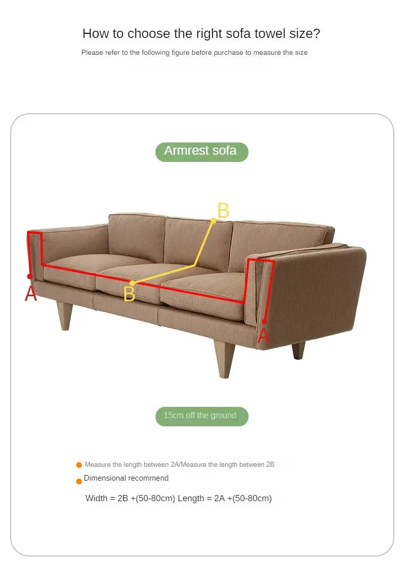 Sofa towel with full coverage in cream wind-cotton yarn for sofa cushions; universal all-season cushion cover