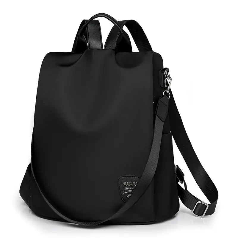 Women's anti-theft backpack, black travel bag with adjustable shoulder strap and large capacity