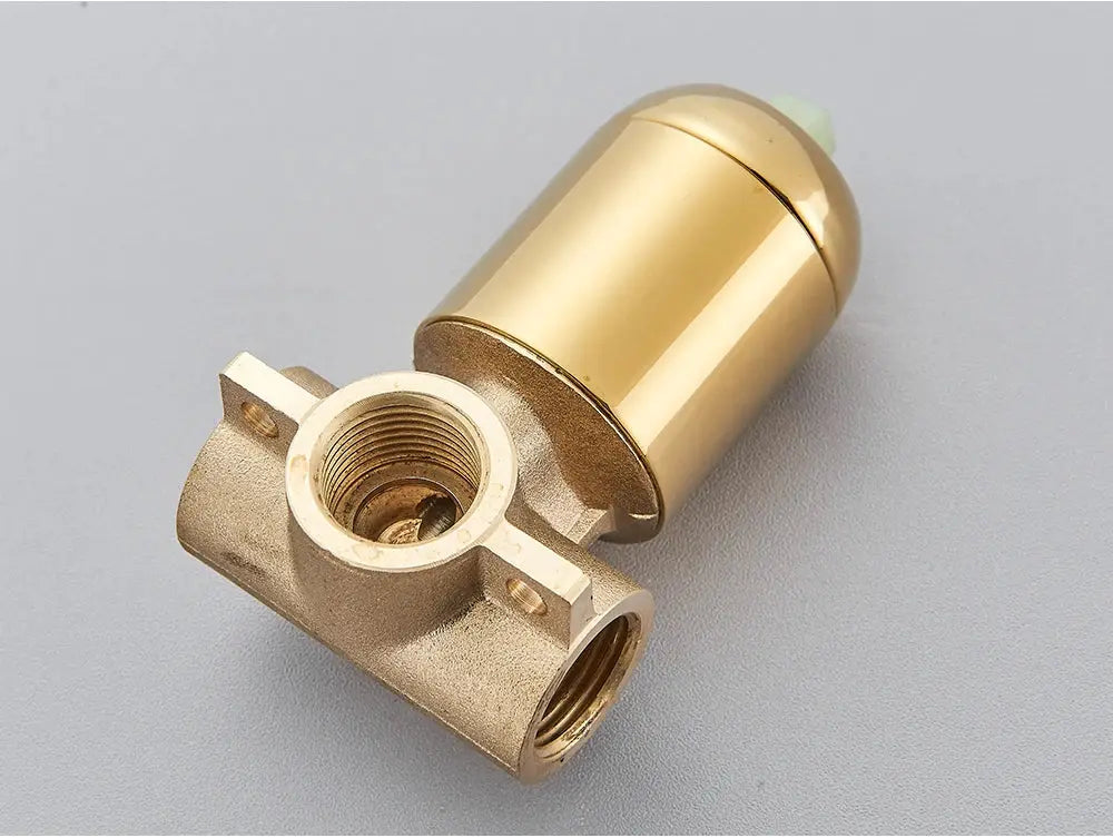 Brass mixer tap valve with gold-tone cartridge for concealed shower diverter