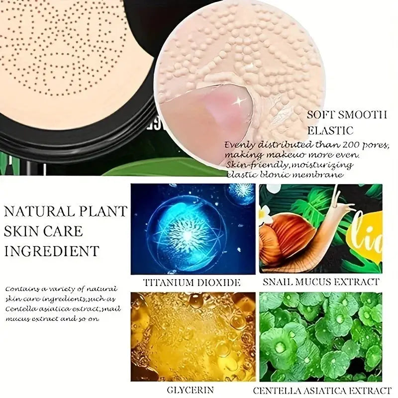 SnailSilk Beauty Snail Collagen BB Cream Mushroom Head Air Cushion CC Cream Hydrates Brightens Waterproof