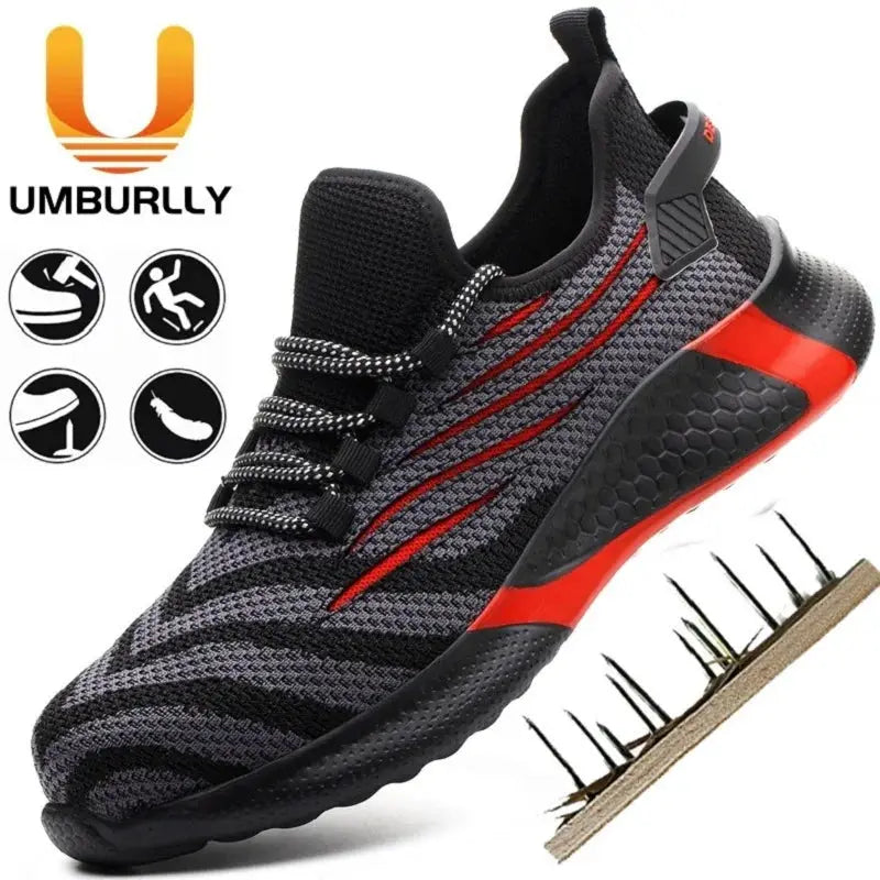 Men Work Safety Shoes Anti Puncture Sneakers Steel Toe Kevlar Midsole Lightweight Indestructible Boots