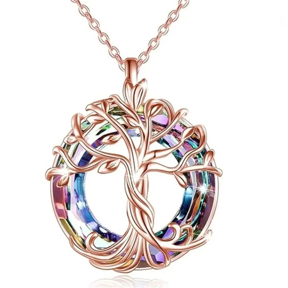 Tree Of Life Necklace With Circle Crystal Exquisite Family Tree Pendant Jewelry Gift For Women Mom Daughter - Simples Market