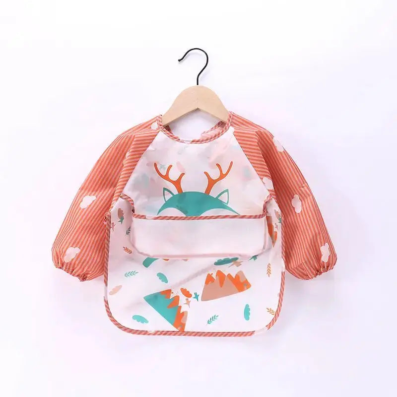 Waterproof EVA Full Sleeve Baby Bibs For Kids Long Sleeve Feeding Smock Apron Eating Breastplate Infant Clothing