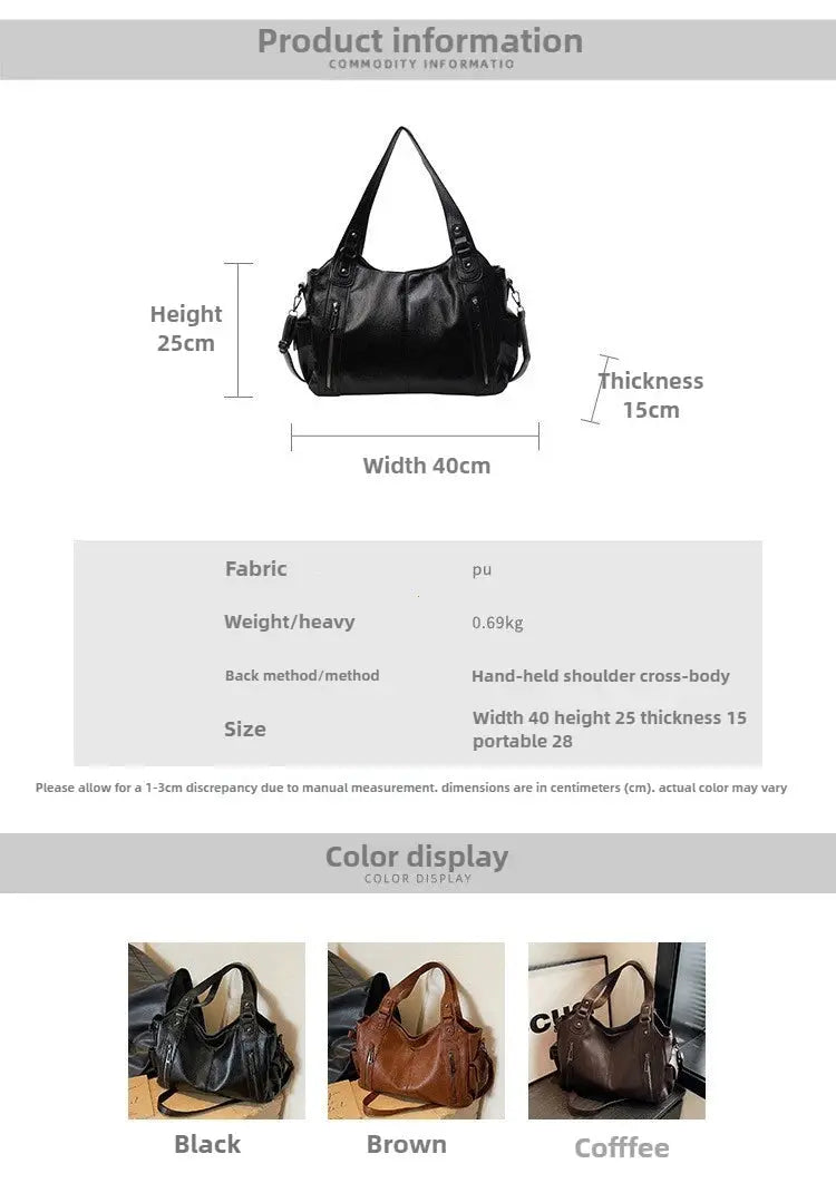 Soft interior compartment PU shoulder bag by Simples Market in black; also shown in brown and coffee.