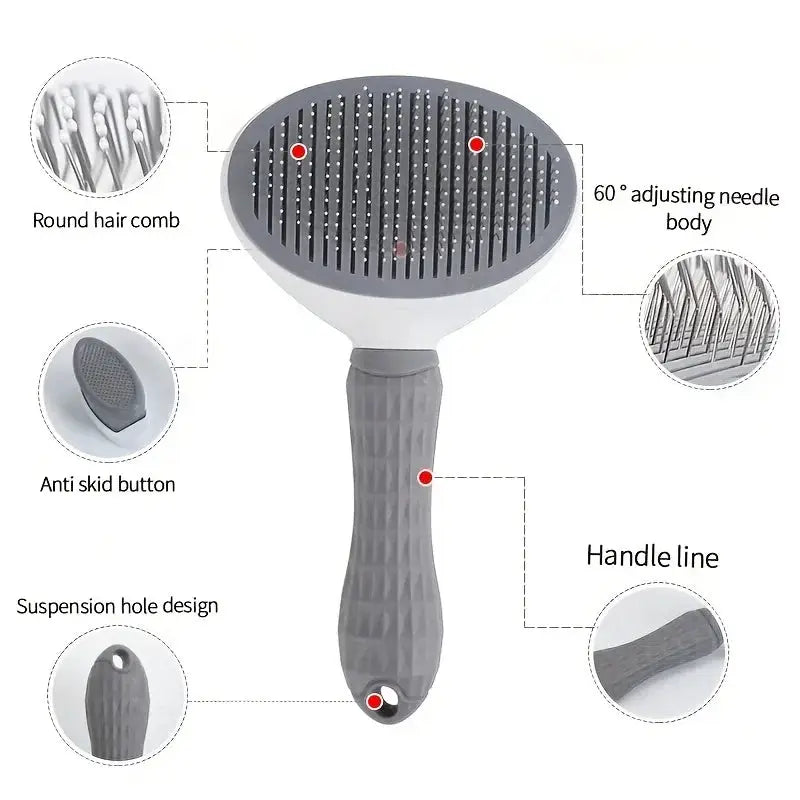 One Click Pet Hair Removal Comb for Dogs and Cats Automatic Slicker Brush for Effortless Grooming