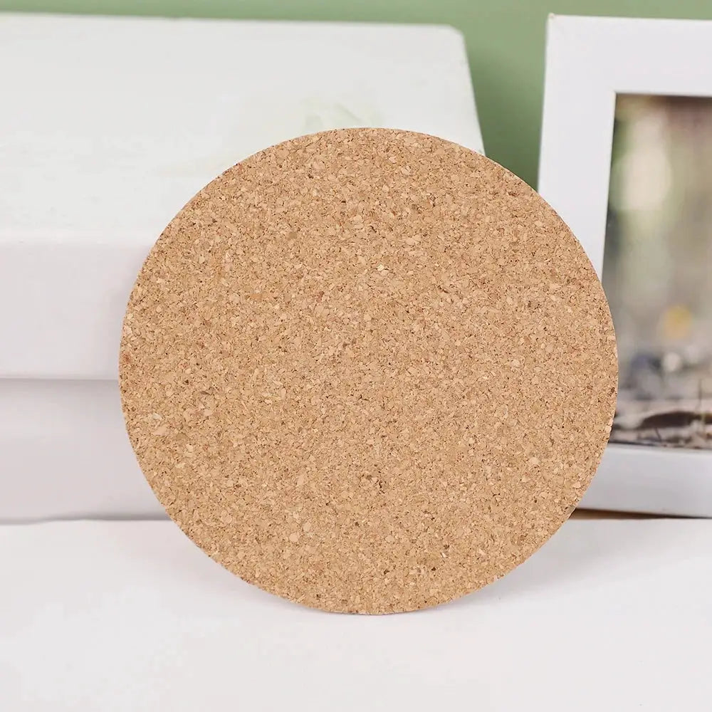 10 Pcs Natural Round Wooden Coaster Set With Cork Backing Non Slip Tea Coffee Cup Mats For Table Decor