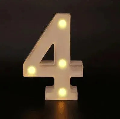 Number 4 LED lamp with warm yellow lights, decorative night light