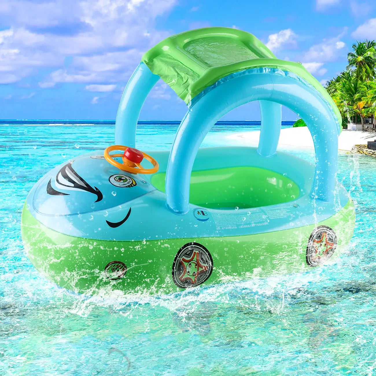 Car Shaped Toddler Pool Float For Kids Age 4 To 6 Bright Beach Toy Swim Ring Safe Durable