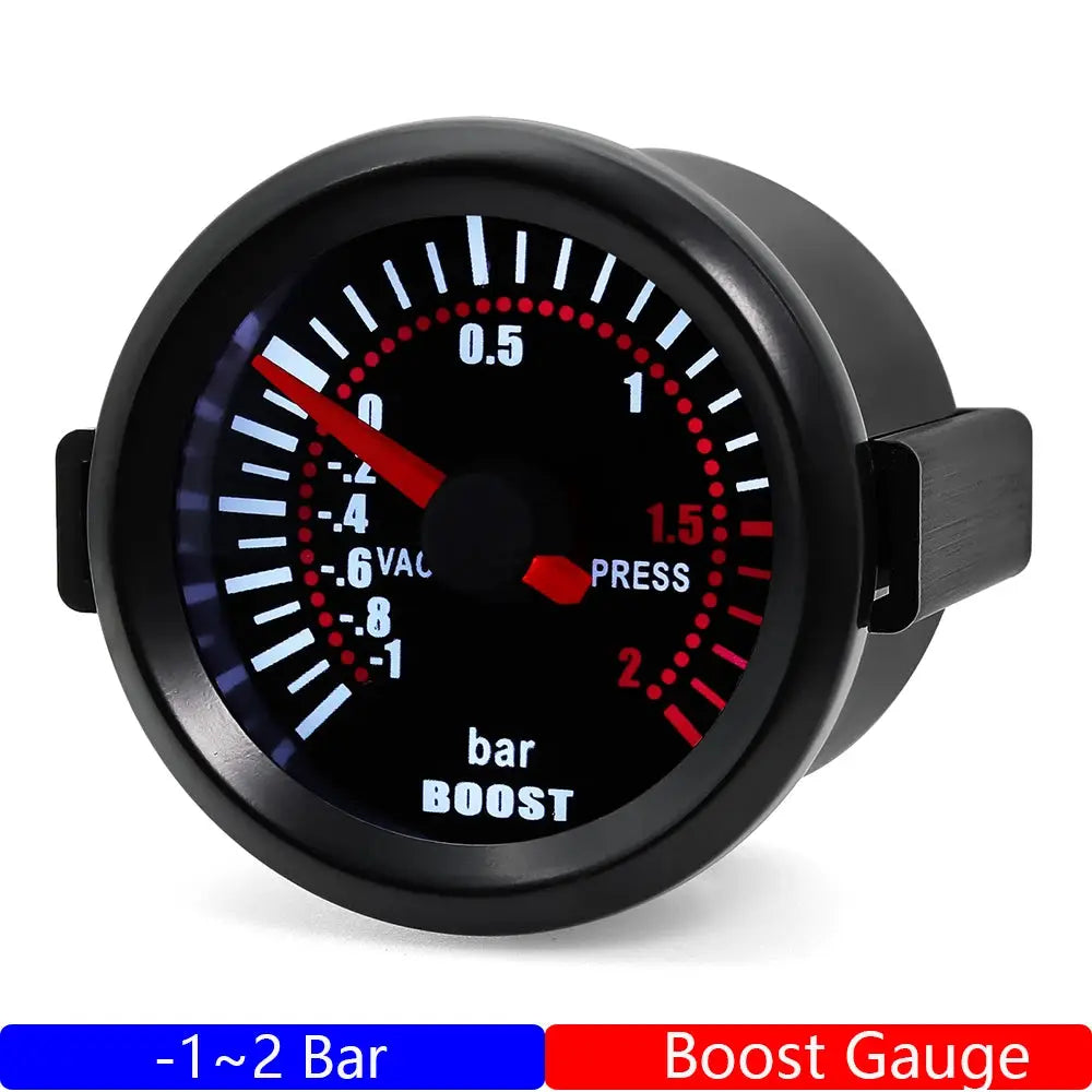 Simples Market 52mm boost gauge for petrol racing cars, black housing with red dial