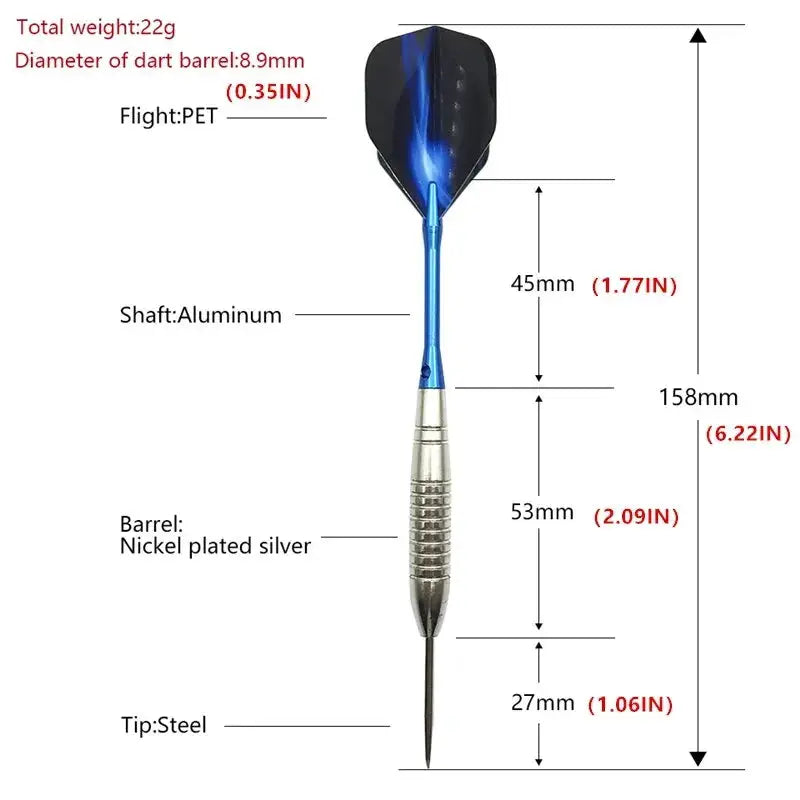 3 Pack 22g Torpedo Silver Darts With Blue Aluminum Rod And Aurora Wing Flights For Adult Training
